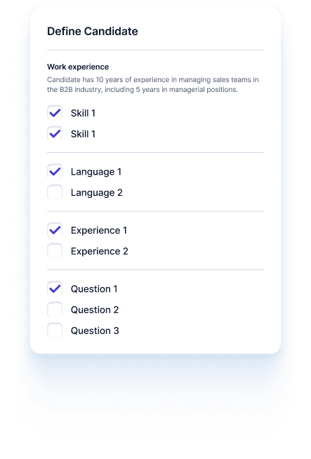 Define Candidate form mockup